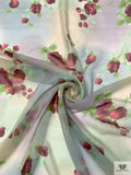 Watercolor Floral Bouquets Printed Chiffon - Sage / Dusty Hues / Wine / Green