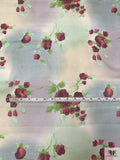 Watercolor Floral Bouquets Printed Chiffon - Sage / Dusty Hues / Wine / Green