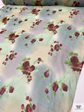 Watercolor Floral Bouquets Printed Chiffon - Sage / Dusty Hues / Wine / Green