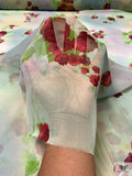 Watercolor Floral Bouquets Printed Chiffon - Sage / Dusty Hues / Wine / Green