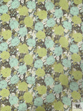 Dense Poppy Floral Printed Chiffon - Greens