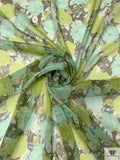 Dense Poppy Floral Printed Chiffon - Greens