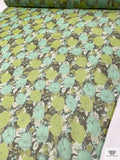 Dense Poppy Floral Printed Chiffon - Greens