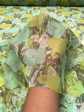 Dense Poppy Floral Printed Chiffon - Greens
