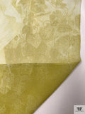 Classical Draped Maiden Printed Silk Chiffon Panel - Pear Green / Off-White