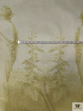 Classical Draped Maiden Printed Silk Chiffon Panel - Pear Green / Off-White