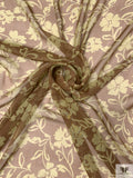 Floral Silhouette Printed Chiffon - Brown / Pear Green
