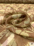 Floral Silhouette Printed Chiffon - Brown / Pear Green