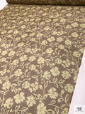 Floral Silhouette Printed Chiffon - Brown / Pear Green
