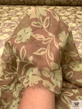 Floral Silhouette Printed Chiffon - Brown / Pear Green