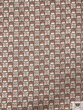 Geometric Daisy Grid Printed Chiffon - Chamoisee / Coral / Pink / Off-White