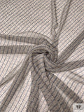 Diagonal Dash Printed Chiffon - Fossil Grey / Dusty Blue / Off-White
