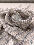 Diagonal Dash Printed Chiffon - Fossil Grey / Dusty Blue / Off-White