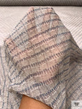 Diagonal Dash Printed Chiffon - Fossil Grey / Dusty Blue / Off-White