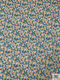 Abstract Geometric Mosaic Printed Chiffon - Teal / Seafoam / Coral / Yellow