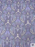 Paisley Printed Printed Chiffon - Lavender / Sky Blue / White
