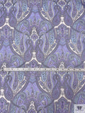 Paisley Printed Printed Chiffon - Lavender / Sky Blue / White