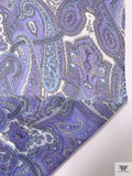 Paisley Printed Printed Chiffon - Lavender / Sky Blue / White