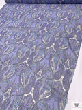 Paisley Printed Printed Chiffon - Lavender / Sky Blue / White
