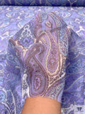 Paisley Printed Printed Chiffon - Lavender / Sky Blue / White