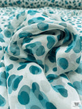 Cheetah Inspired Printed Chiffon - Teal / Light Grey