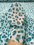 Cheetah Inspired Printed Chiffon - Teal / Light Grey