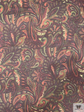 Paisley Printed Printed Chiffon - Maroon / Olive / Brown / Orange
