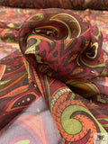 Paisley Printed Printed Chiffon - Maroon / Olive / Brown / Orange