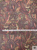 Paisley Printed Printed Chiffon - Maroon / Olive / Brown / Orange