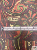Paisley Printed Printed Chiffon - Maroon / Olive / Brown / Orange