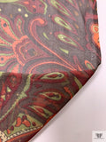Paisley Printed Printed Chiffon - Maroon / Olive / Brown / Orange