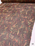 Paisley Printed Printed Chiffon - Maroon / Olive / Brown / Orange