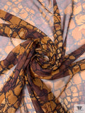 Mottled Python Printed Chiffon - Brown / Caramel / Black