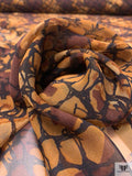 Mottled Python Printed Chiffon - Brown / Caramel / Black