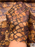 Mottled Python Printed Chiffon - Brown / Caramel / Black
