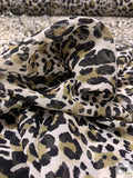 Leopard Printed Printed Chiffon - Olive Green / White / Black