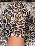 Leopard Printed Printed Chiffon - Olive Green / White / Black