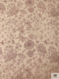 Sunflower and Floral Printed Silk Chiffon - Cream / Wine