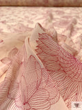 Sunflower and Floral Printed Silk Chiffon - Cream / Wine