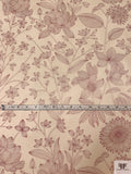 Sunflower and Floral Printed Silk Chiffon - Cream / Wine
