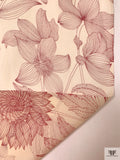Sunflower and Floral Printed Silk Chiffon - Cream / Wine