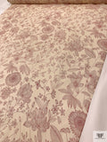 Sunflower and Floral Printed Silk Chiffon - Cream / Wine