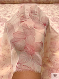 Sunflower and Floral Printed Silk Chiffon - Cream / Wine