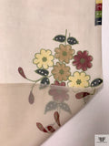 Daisy Sprig Bouquets Printed Silk Chiffon - Smokey Taupe / Maroon / Tan / Yellow