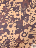 Floral Jungle Printed Silk Chiffon - Caramel Tan / Brown / Wine