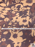 Floral Jungle Printed Silk Chiffon - Caramel Tan / Brown / Wine