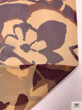 Floral Jungle Printed Silk Chiffon - Caramel Tan / Brown / Wine
