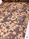 Floral Jungle Printed Silk Chiffon - Caramel Tan / Brown / Wine
