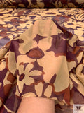 Floral Jungle Printed Silk Chiffon - Caramel Tan / Brown / Wine