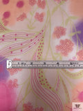 Spray Paint Floral Printed Silk Chiffon - Pinks / Coral / Orchid Purple / Lime